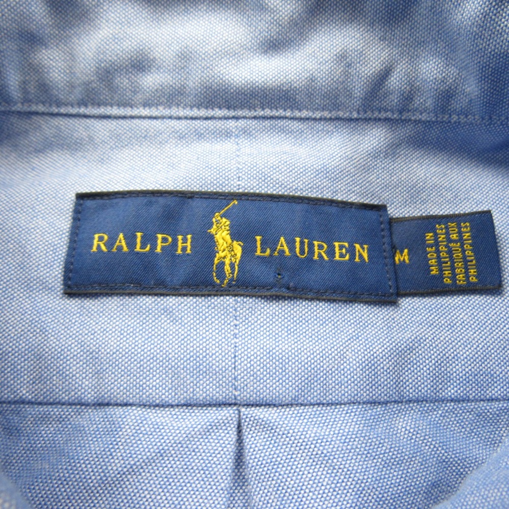 Ralph Lauren Shirt Mens Medium Blue with All Over Pony‎ Logo Oxford Flap Pocket - Picture 4 of 9